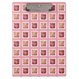Cute Red Velvet Patchwork Cookie Teddy Bear Clipboard
