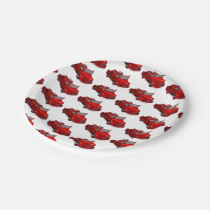 Cute Red Vintage Fire Truck Paper Plates