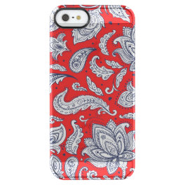Cute red vintage flowers patterns clear iPhone SE/5/5s case
