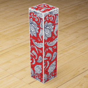 Cute red vintage flowers patterns wine box