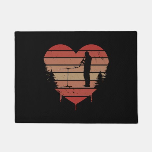 Cute Red Vintage Heart Oboe Valentine Day Love Doormat