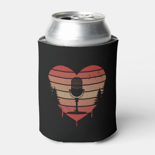 Cute Red Vintage Heart Podcasts Valentine Day Love Can Cooler