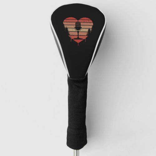 Cute Red Vintage Heart Podcasts Valentine Day Love Golf Head Cover
