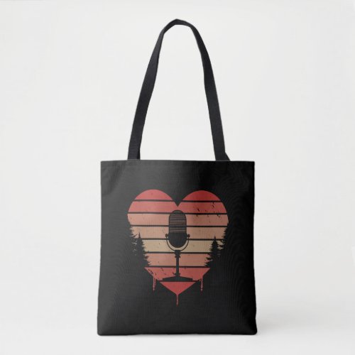 Cute Red Vintage Heart Podcasts Valentine Day Love Tote Bag