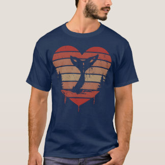 Cute Red Vintage Heart Whale Watching 80s friend T-Shirt