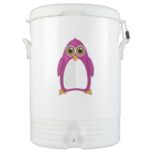Cute Red Violet Penguin Kawaii Cartoon Big Eyes Beverage Cooler