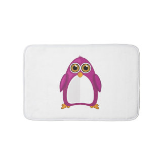 Cute Red Violet Penguin – Kawaii Cartoon Penguin Bath Mat