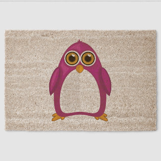 Cute Red Violet Penguin – Kawaii Cartoon Penguin Fiber Doormat