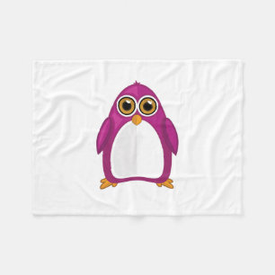Cute Red Violet Penguin – Kawaii Cartoon Penguin Fleece Blanket