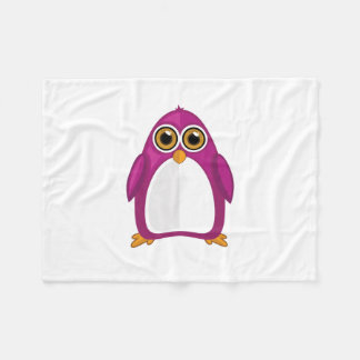Cute Red Violet Penguin – Kawaii Cartoon Penguin Fleece Blanket