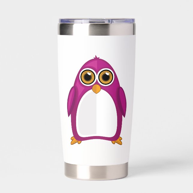 Cute Red Violet Penguin – Kawaii Cartoon Penguin Insulated Tumbler (Front)
