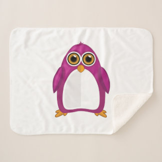 Cute Red Violet Penguin – Kawaii Cartoon Penguin Sherpa Blanket