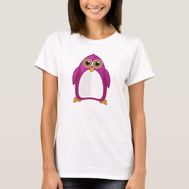 Cute Red Violet Penguin – Kawaii Cartoon Penguin T-Shirt (Front)