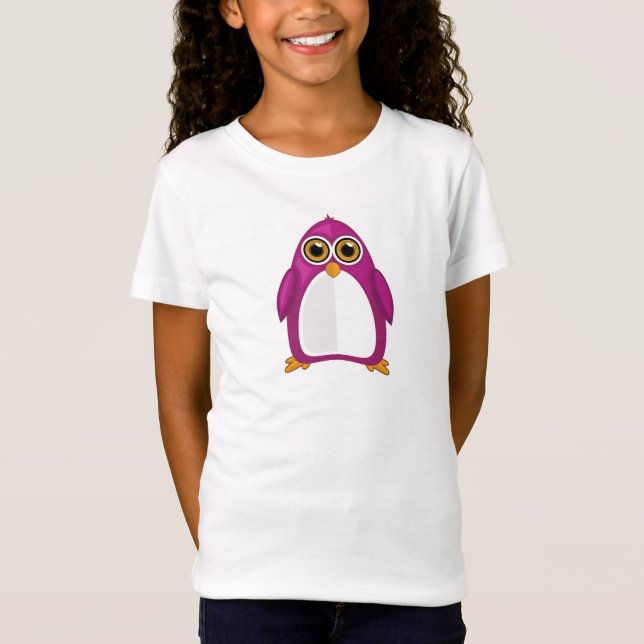 Cute Red Violet Penguin – Kawaii Cartoon Penguin T-Shirt (Front)