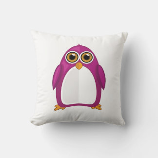 Cute Red Violet Penguin – Kawaii Cartoon Penguin Throw Pillow