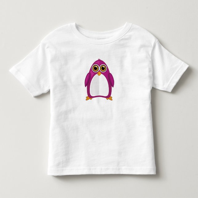 Cute Red Violet Penguin – Kawaii Cartoon Penguin Toddler T-shirt (Front)