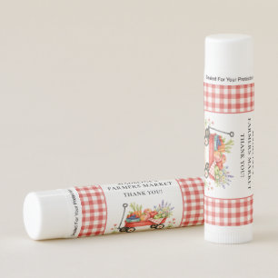 Cute Red Watercolor Farmers Market First Birthday Lip Balm