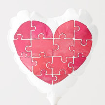 Cute red watercolor heart as a puzzle