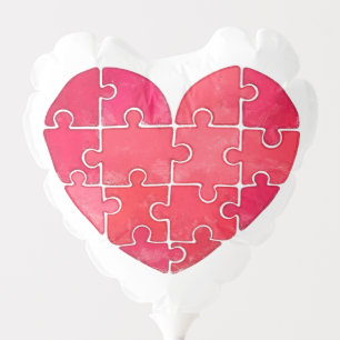 Cute red watercolor heart as a puzzle balloon