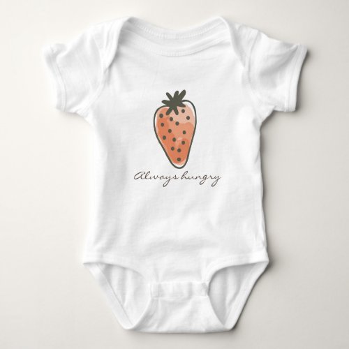 CUTE  RED WATERCOLOUR STRAWBERRIES always hungry Baby Bodysuit