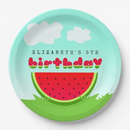 Cute Red Watermelon Fruity Birthday Party Paper Plates