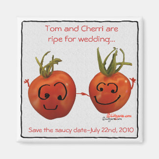 Cute Red Wedding Tomatoes Save the Date Magnets