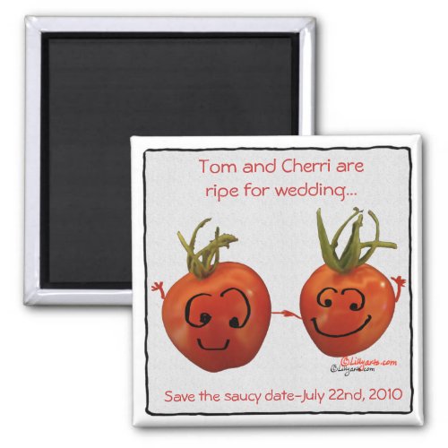 Cute Red Wedding Tomatoes Save the Date  Magnets