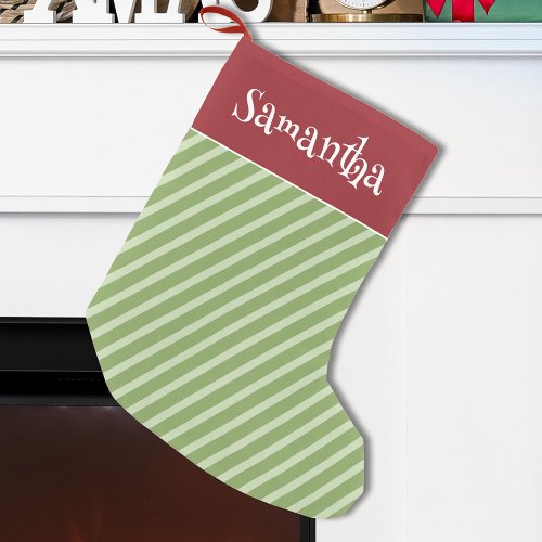 Cute Red Whimsical Simple Minimal Holiday Striped  Small Christmas Stocking