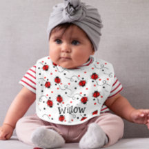 Cute Red White and Black Ladybug Pattern Monogram