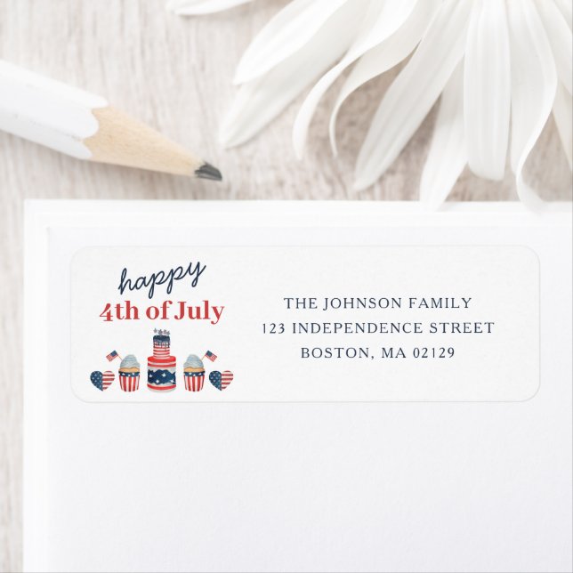 Cute Red White And Blue 4th Of July Address Label (Insitu)