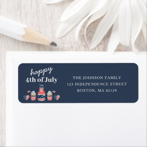 Cute Red White And Blue 4th Of July Address Label