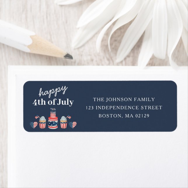 Cute Red White And Blue 4th Of July Address Label (Insitu)