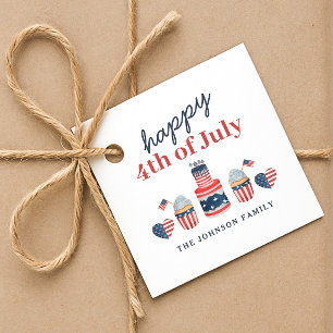 Cute Red White And Blue 4th Of July Party Favor Tags