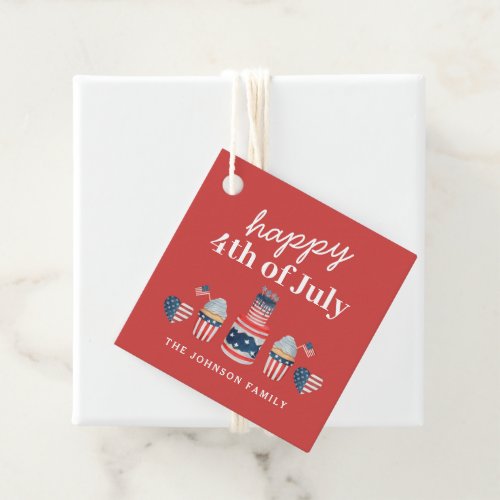 Cute Red White And Blue 4th Of July Party Favor Tags