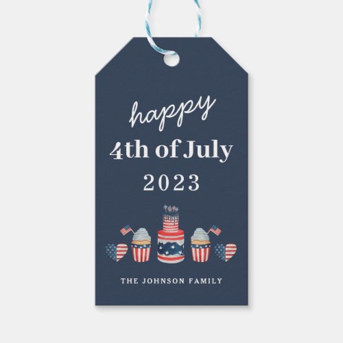 Cute Red White And Blue 4th Of July Party Gift Tags