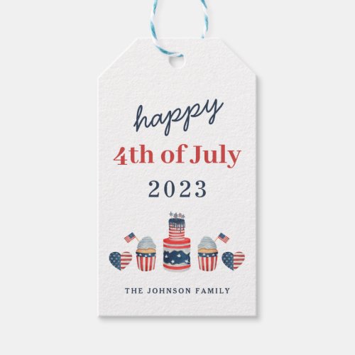 Cute Red White And Blue 4th Of July Party Gift Tags