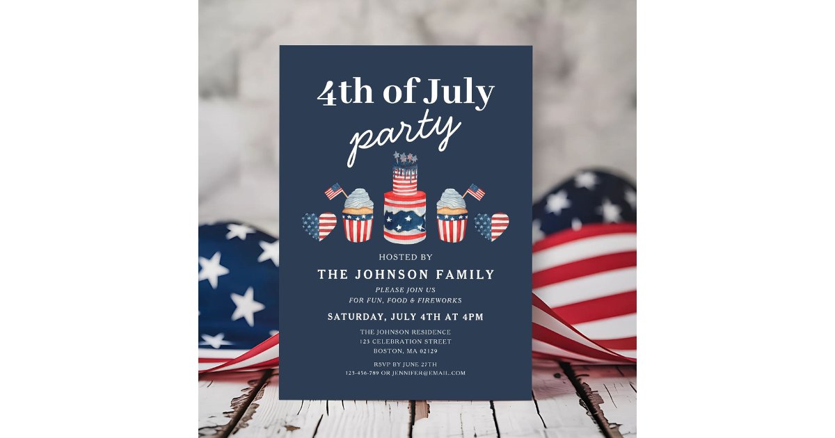 Cute Red White And Blue 4th Of July Party Invitation | Zazzle