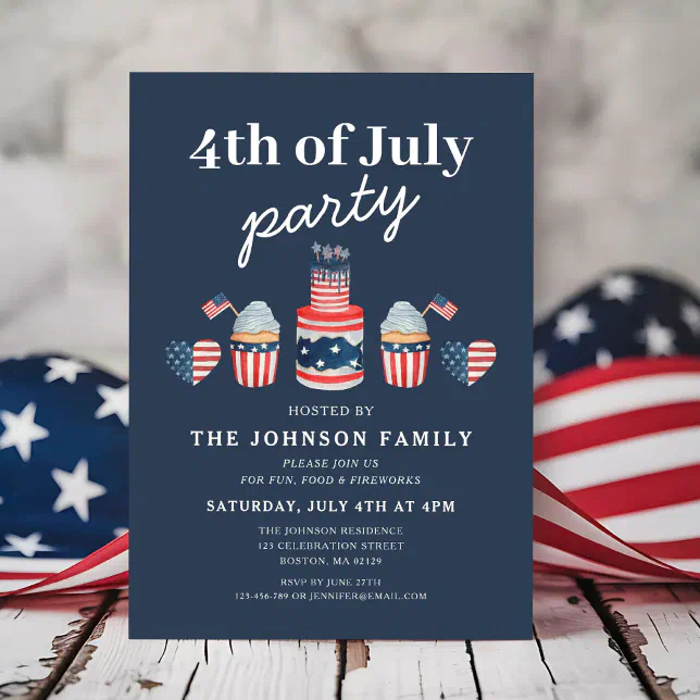 Cute Red White And Blue 4th Of July Party Invitation | Zazzle