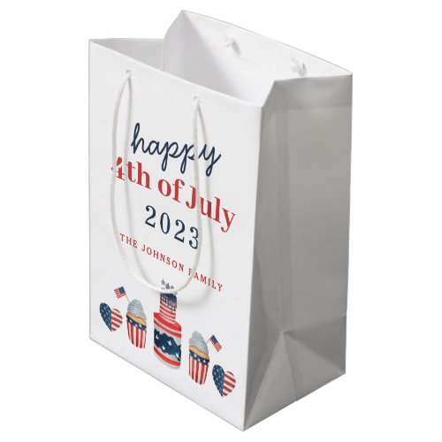 Cute Red White And Blue 4th Of July Party Medium Gift Bag