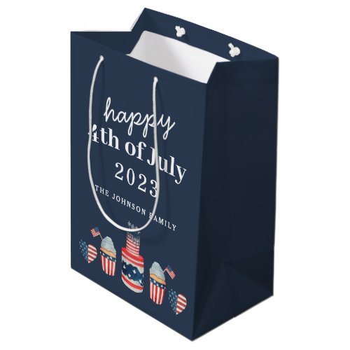 Cute Red White And Blue 4th Of July Party Medium Gift Bag