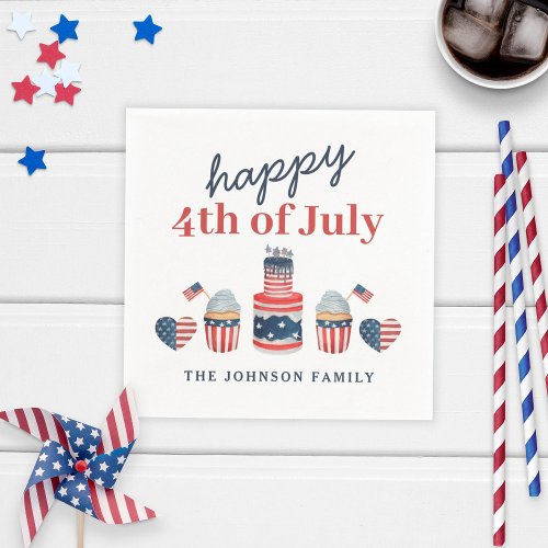 Cute Red White And Blue 4th Of July Party Napkins