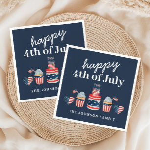 Cute Red White And Blue 4th Of July Party Napkins