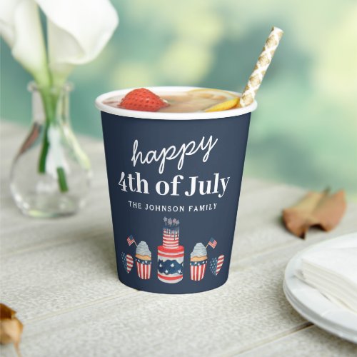 Cute Red White And Blue 4th Of July Party Paper Cups