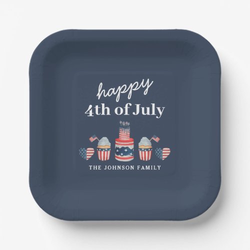 Cute Red White And Blue 4th Of July Party Paper Plates