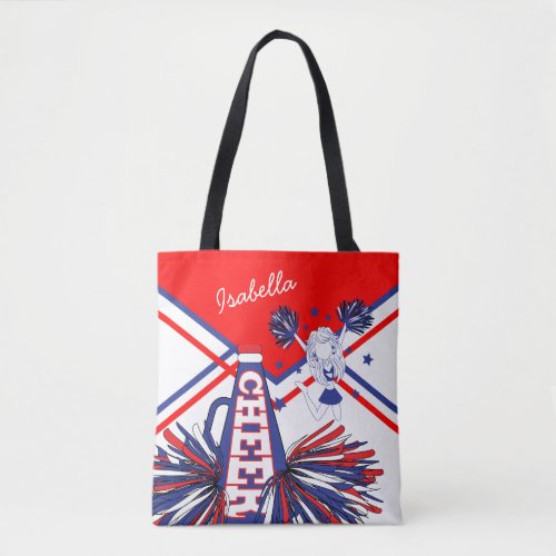 Cute Red White and Blue Cheerleader Design Tote Bag