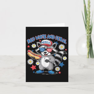 Cute Red White And Feral Raccoon Hot Dog 4th Of Ju Card