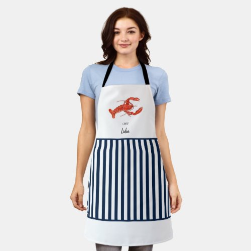 Cute Red white  blue lobster Apron