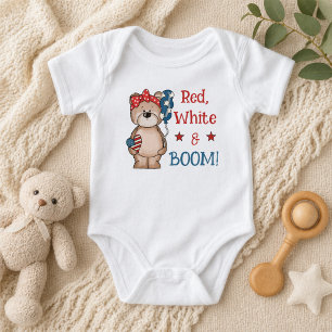 Cute Red, White & Boom Patriotic Baby Bodysuit