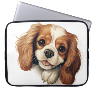 CUTE RED & WHITE CAVALIER KING CHARLES SPANIEL DOG LAPTOP SLEEVE