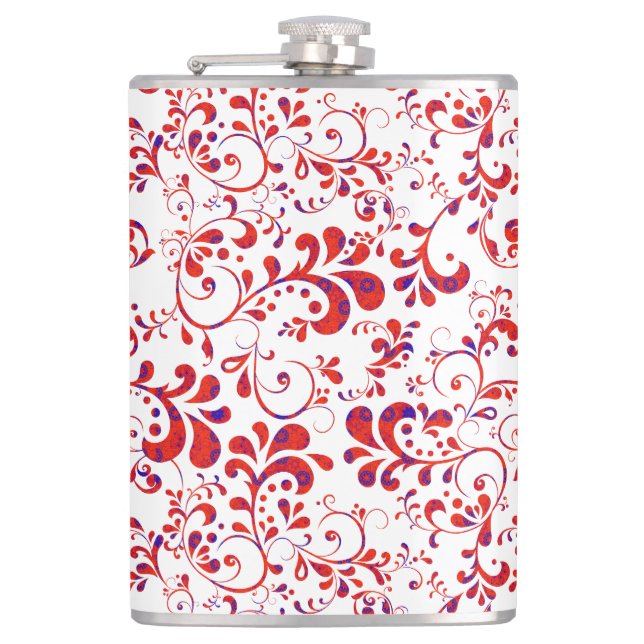 Cute red white floral pattern flask (Front)